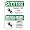 Signmission OSHA SAFETY FIRST Sign, Buckle Up For Safety Bilingual, 10in X 7in Decal, 7" W, 10" L, Landscape OS-SF-D-710-L-10746 - alternate 1